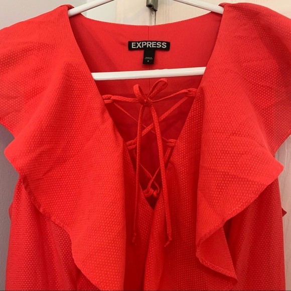 Express Ruffle Lace-Up Pleated Dress - Picture 4 of 5